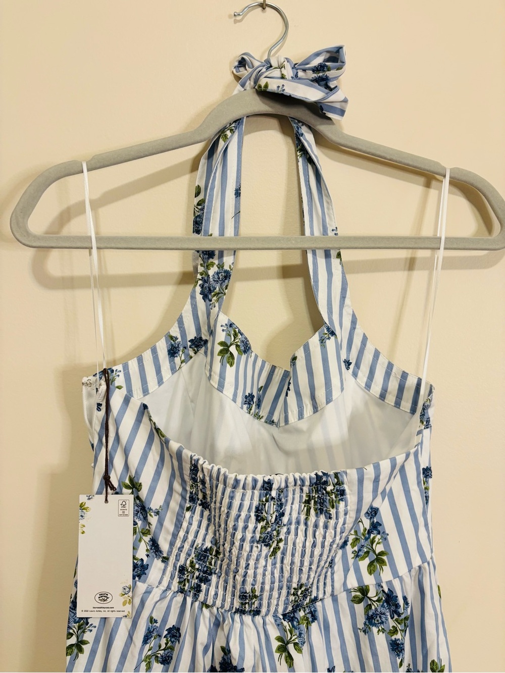 Laura Ashley Blue Floral Halter Maxi Dress - Picture 2 of 6